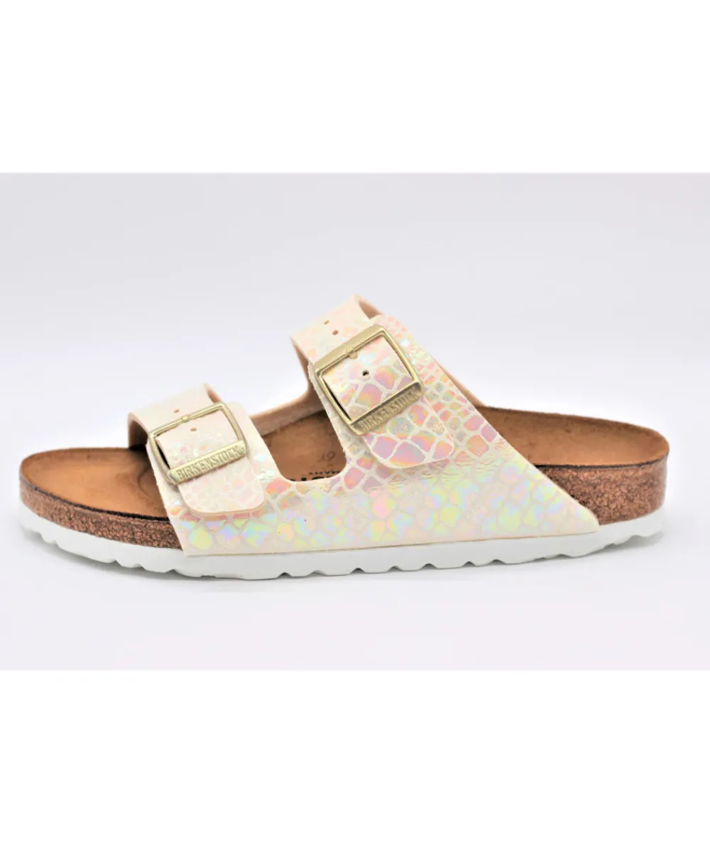 Mules | Sandales Et Nu-Pieds | L'Empreinte Chaussures BIRKENSTOCK ARIZONA SHINY SNAKE Cream