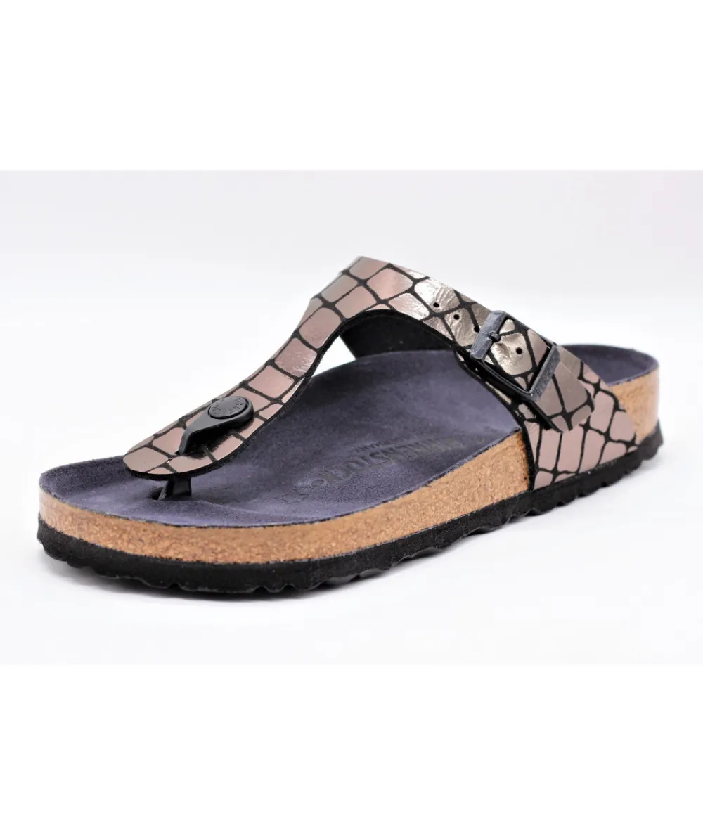 Mules | Sandales Et Nu-Pieds | L'Empreinte Chaussures BIRKENSTOCK GIZEH GATOR GLEAM BLACK noir