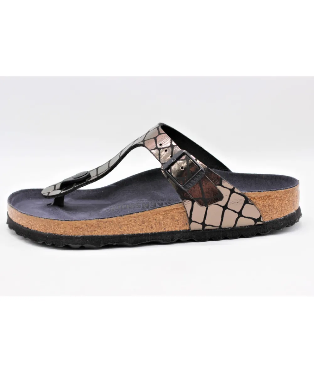 Mules | Sandales Et Nu-Pieds | L'Empreinte Chaussures BIRKENSTOCK GIZEH GATOR GLEAM BLACK noir