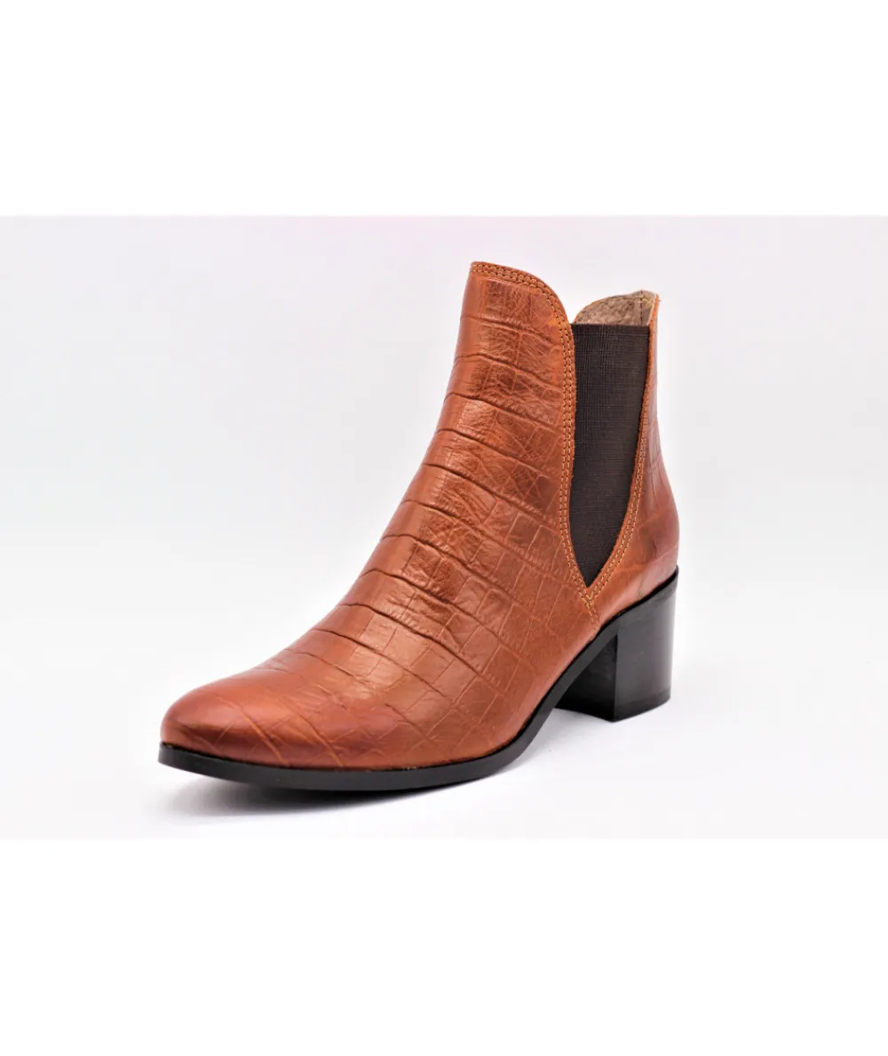 Bottines | L'Empreinte Chaussures MKD HASSELT CROCO cognac